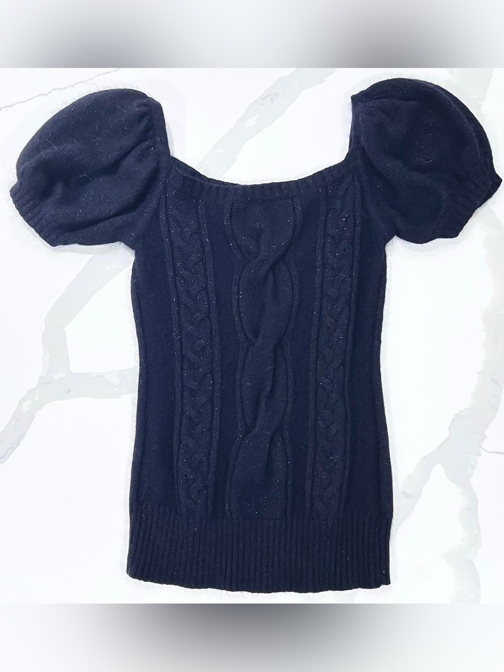 EUC Arden B Black & Metallic Angora Sweater
